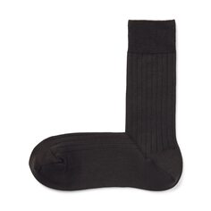 Деловые носки в рубчик прямоугольной вязки (мужские) MUJI, темно коричневый