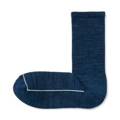 Мужские толстые носки прямоугольной вязки из смесовой шерсти с ворсом MUJI, синий