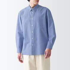 Рубашка с длинными рукавами из японской бумаги MUJI, синий