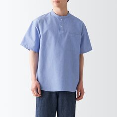 Рубашка из японской бумаги с воротником-стойкой MUJI, синий