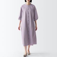 Широкое платье с рукавами три четверти, которое легко сохнет MUJI, светло-фиолетовый