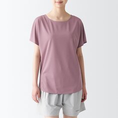 Крутая футболка с вырезом «лодочка» с УФ-вырезом MUJI, дымчато-розовый
