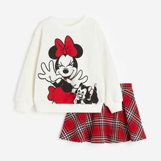 Комплект H&amp;M Disney Minnie Mouse Sweatshirt And Skirt, 2 предмета, белый/красный H&M