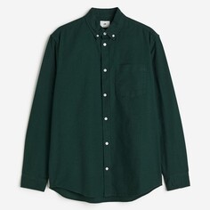 Рубашка H&amp;M Regular Fit Oxford, темно-зеленый H&M