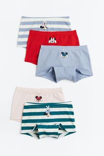 Набор трусов H&amp;M Disney Minnie Mouse Cotton Boxer Briefs, 5 предметов, голубой/красный H&M