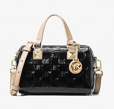 Сумка кросс-боди Michael Michael Kors Grayson Small Logo Embossed Patent Duffel, черный