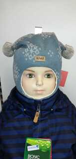 Балаклава детская Kivat с узором снежинки, бирюзовый