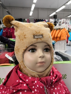 Балаклава детская Kivat с узором снежинки, коричневый