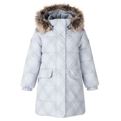 Пальто зимнее Lenne Lenna с узором в полоску, белый / серый
