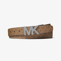 Ремень Michael Kors Reversible Logo and Leather, коричневый