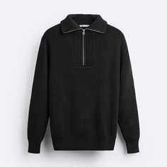 Мужской свитер Zara Zip-collar, черный