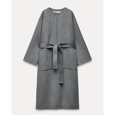 Пальто Zara ZW Collection Double-faced Wool Blend, серый