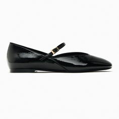 Балетки Zara Patent Finish Flats, черный