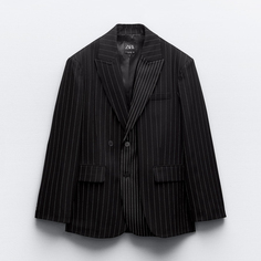 Пиджак Zara Oversize Pinstripe, черный