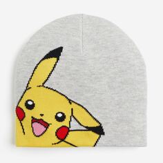 Шапка H&amp;M x Pokémon Jacquard-knit, светло-серый H&M