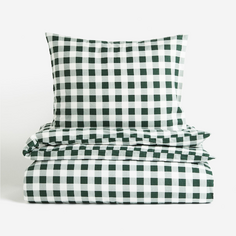 Комплект односпального постельного белья H&amp;M Home Cotton Flannel, темно-зеленый
