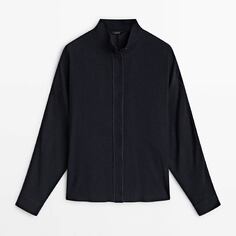 Рубашка Massimo Dutti High Collar, темно-синий