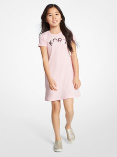 Платье-футболка из эластичного хлопка с логотипом Michael Kors, розовый