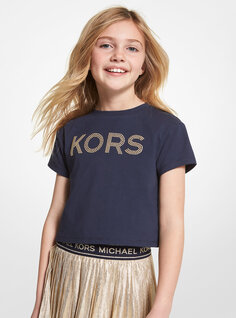 Хлопковая футболка с заклепками Michael Kors, синий