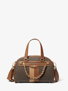 Маленькая сумка-портфель в полоску с логотипом Williamsburg Michael Kors, коричневый