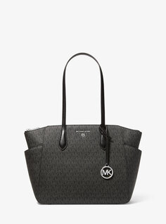 Большая сумка-тоут с логотипом Marilyn среднего размера Michael Kors, черный