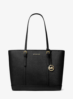 Большая сумка-тоут из сафьяновой кожи Jet Set Travel Michael Kors, черный