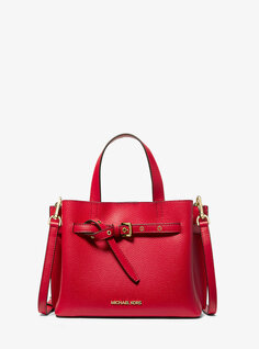 Маленькая сумка-портфель Emilia из шагреневой кожи Michael Kors, красный