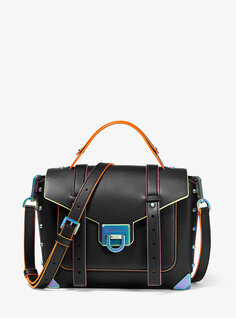 Кожаная сумка-портфель Manhattan среднего размера с контрастной отделкой Michael Kors, черный