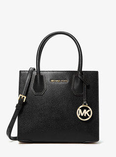 Сумка через плечо Mercer среднего размера из шагреневой кожи Michael Kors, черный