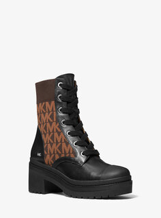 Ботинки Brea из кожи и жаккардового цвета с логотипом Michael Kors, черный