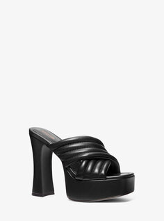Стеганые кожаные сандалии на платформе Portia Michael Kors, черный
