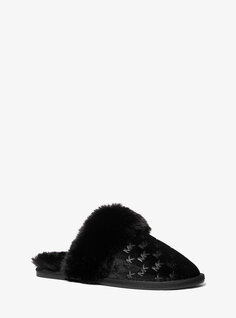 Бархатные тапочки с тиснением логотипа Tula Michael Kors, черный