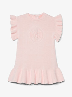 Хлопковое платье с рюшами и тисненым логотипом Michael Kors, розовый