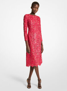 Кружевное платье с цветочной вышивкой и пайетками Michael Kors