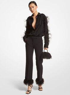 Атласная блузка с перьями Michael Kors, черный