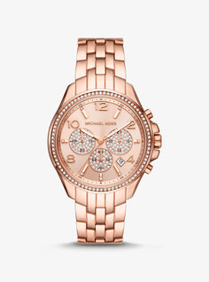 Крупногабаритные часы Pilot с паве цвета розового золота Michael Kors, розовый