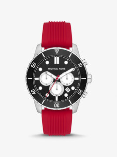 Крупногабаритные часы Cunningham в серебристом и силиконовом исполнении Michael Kors, красный