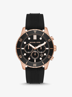 Крупногабаритные часы Cunningham в тонах розового золота и силиконе Michael Kors, черный
