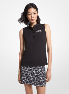 Рубашка-поло без рукавов из пике с логотипом Golf Michael Kors, черный