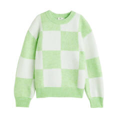 Джемпер H&amp;M Checked Jacquard-knit, светло-зеленый/белый H&M