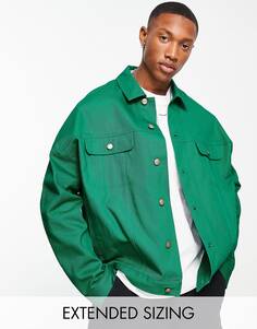 Зеленая куртка оверсайз из твила в стиле вестерн ASOS DESIGN