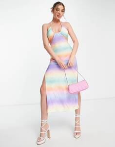 Разноцветное платье макси с эффектом омбре Miss Selfridge
