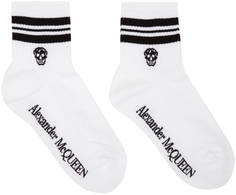Спортивные носки с черепом в бело-черную полоску Alexander McQueen