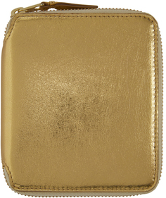 Золотой кожаный кошелек на молнии Comme des Garçons Wallets