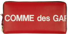 Красный бумажник CDG Continental с огромным логотипом Comme des Garçons Wallets