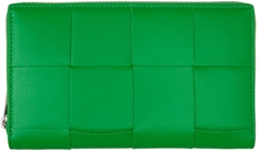 Зеленый кошелек на молнии Bottega Veneta