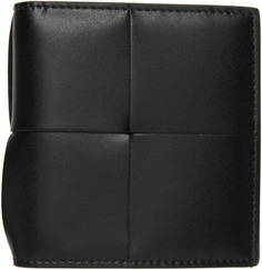 Черный тонкий бумажник в два сложения Bottega Veneta