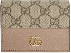 Бежево-розовый визитница GG Marmont Gucci