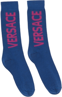 Синие носки с логотипом Versace