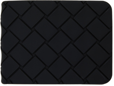 Черный резиновый бумажник в два сложения Bottega Veneta